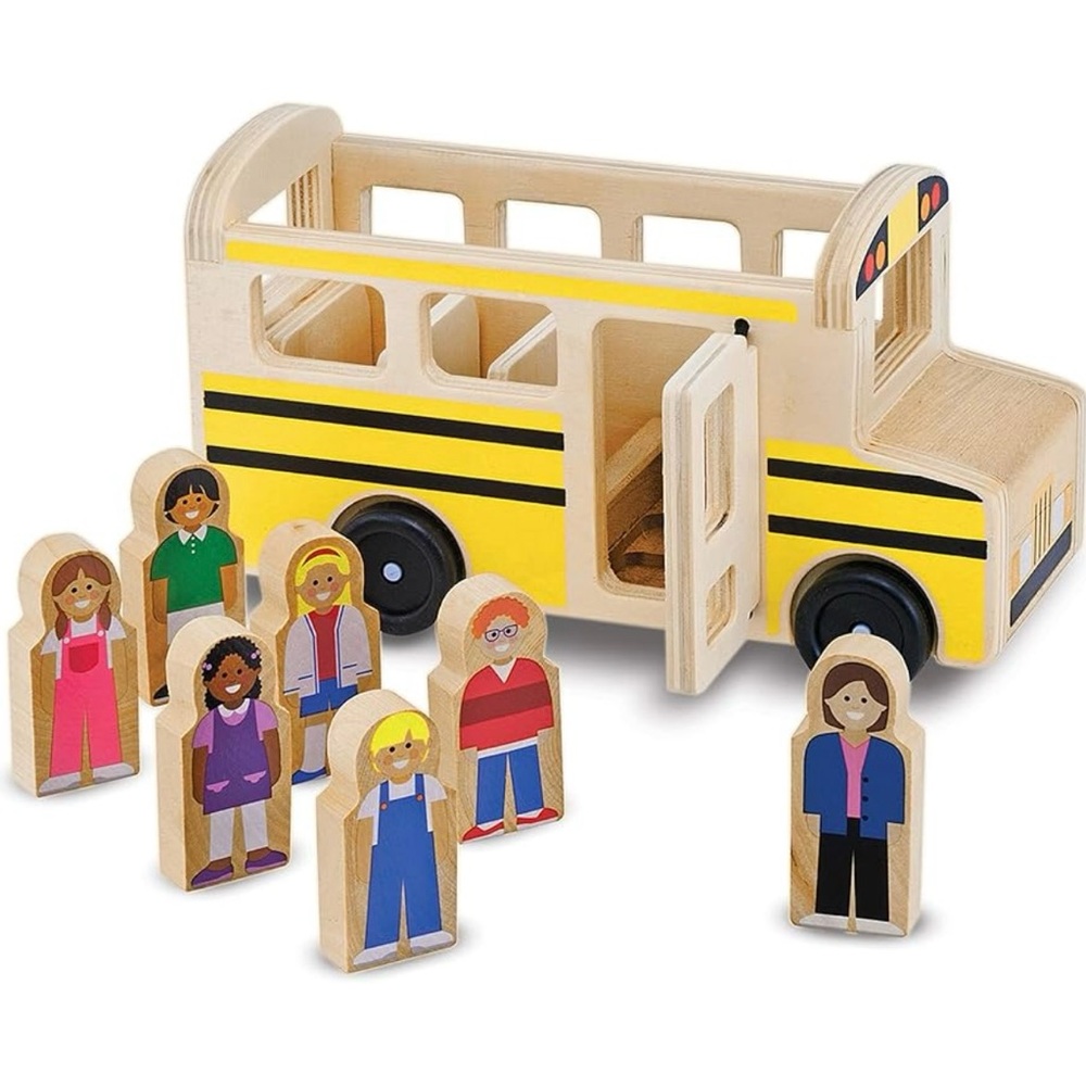 Melissa & Doug Wooden School Bus Toy Set With 7 Figures, Pretend Play
